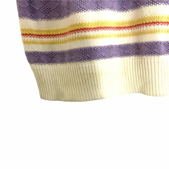 Alfred Dunner Knit Half Zip Colorful Stripe Short Sleeves Sweater Top Small 70s - Picture 10 of 10